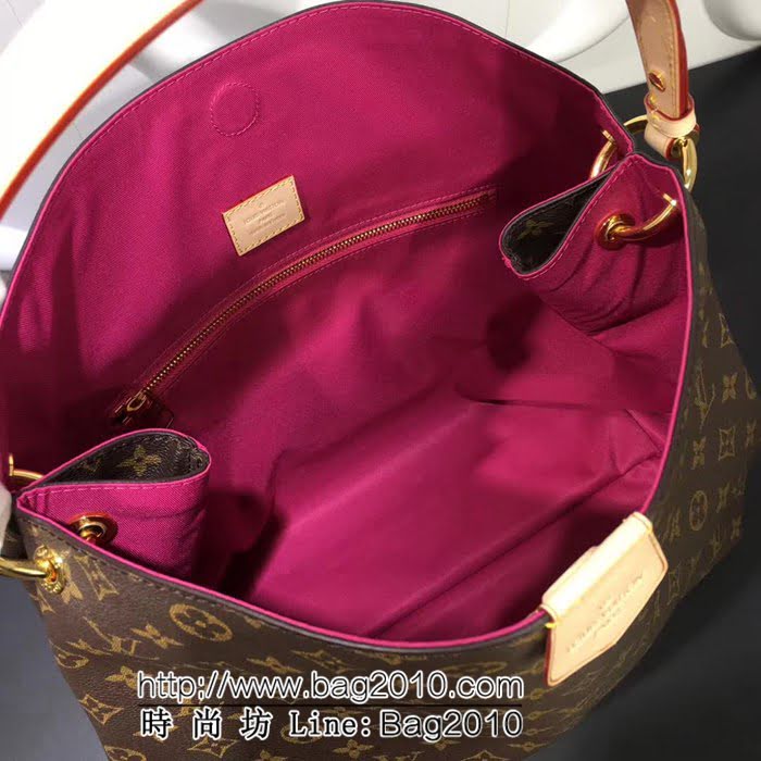 路易威登LV頂級原單 M43703老花配玫紅裏 購物包 YDH1375